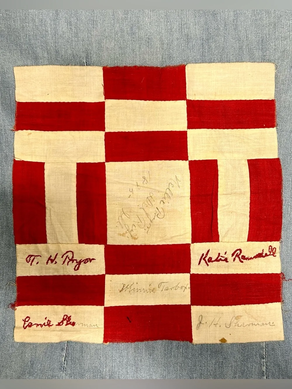 Wonderful 1895 signature quilt square